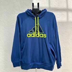 Adidas Men's Navy Blue Hoodie with Neon Accents